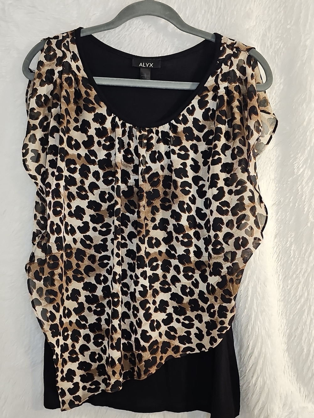 ALYX Leopard Print Layered Sleeveless Top in Black and Brown